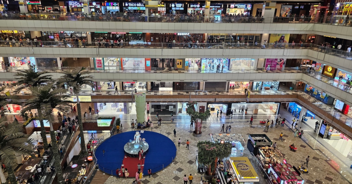 Shot of stores at the Gaur City Mall